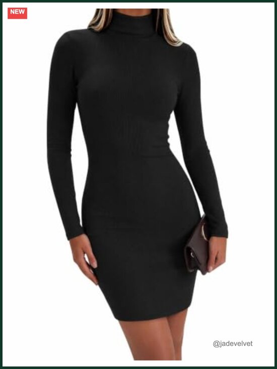 Dresses & Skirts - Zeagoo Women Long Sleeve Dress Turtleneck Ribbed Fall Dresses